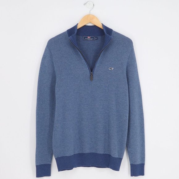 VINEYARD VINES Men's Hamilton Half Zip Sweater In Coastline Blue Size S - Picture 3 of 7
